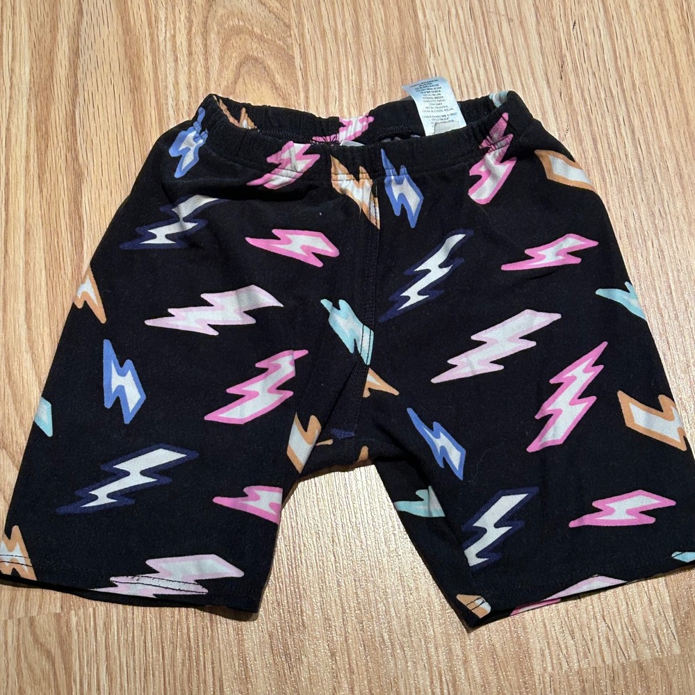 Dot Smile Girls Black Lightning Bolt Print Biker Shorts Size 5/6 Multi-Color